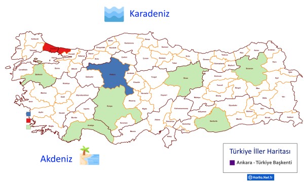 Türkiye İller Haritası büyük ölçeli yeni harita